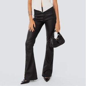 Edikted Luna Faux Leather Flare Jeans